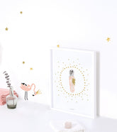 FLAMINGO - Affiche enfant - Plumes et étoiles